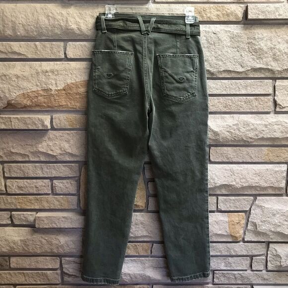 Anthropologie Hudson Utility Straight Ankle Jean with belt Rifle Green 26 NWT - Picture 5 of 16